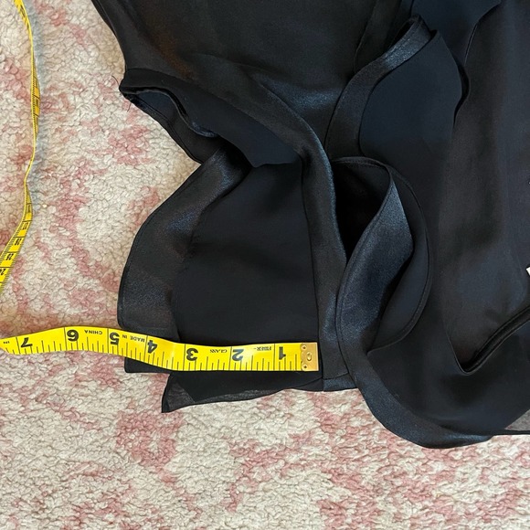 Oscar De La Renta Black Ruffle Neck Pink Label Top Pijama SZ  Medium - Picture 9 of 9